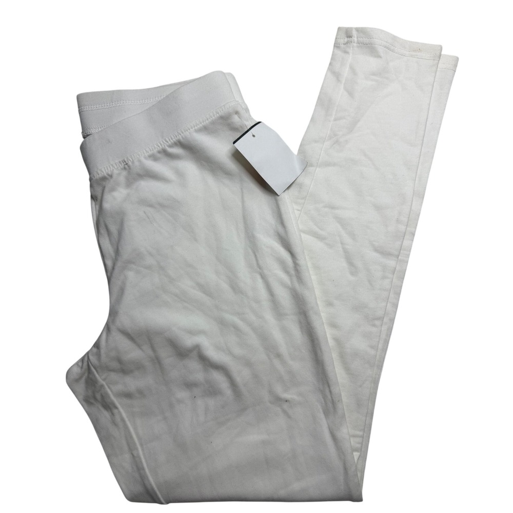 Denim & Co Active White Cotton Spandex French Terry Leggings XXS NWT Smudge